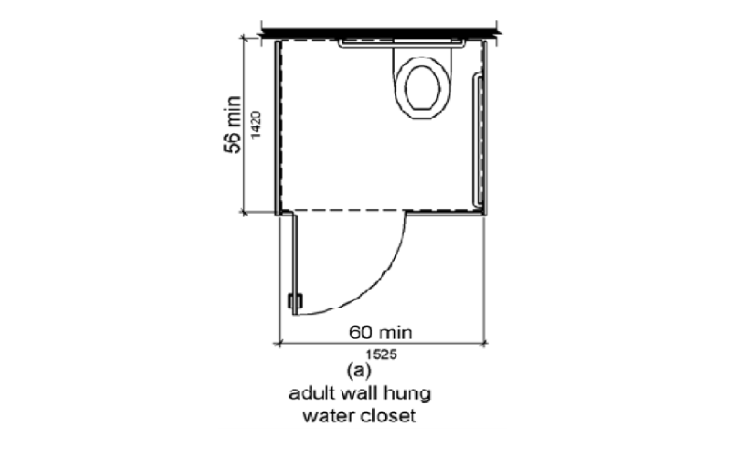 Adult ADA toilet partition floorplan view