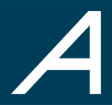 The image showcases a bold white capital letter 'A' against a rich, dark blue Arborite background.