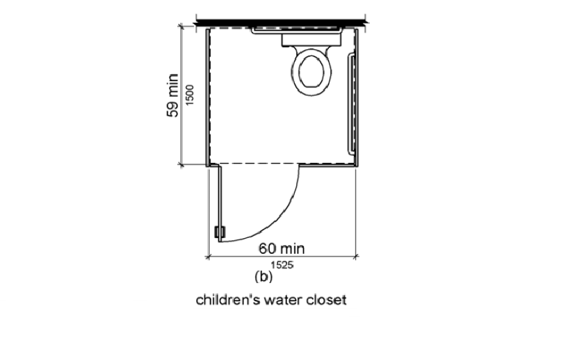 Children's ADA toilet partition floorplan view