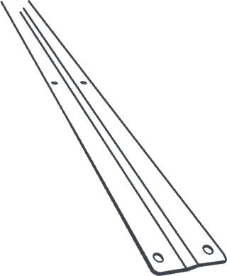 Line drawing of a toilet partition continuous alcove bracket.