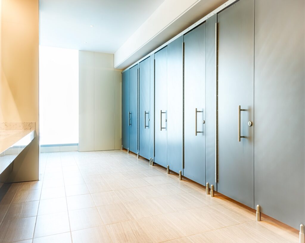 European Style Toilet Partition with slab doors.