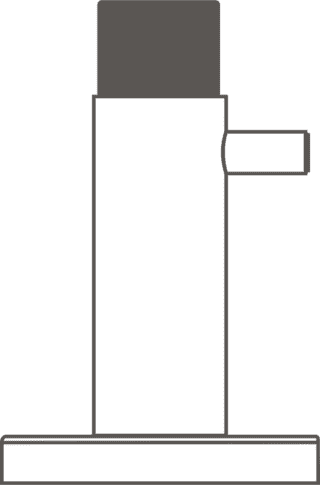 Line drawing of a toilet partition combination hook and bumper.