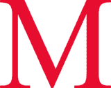 The image showcases a large red letter "M," reminiscent of Meganite branding, against a pristine white background.