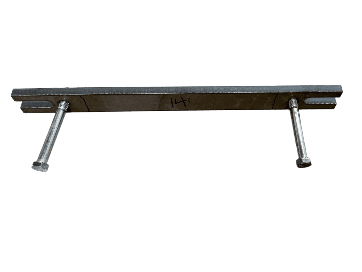 A mounting bar with "141" inscribed on it features two bolts protruding from each end.