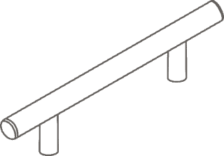 Line drawing of a door pull..