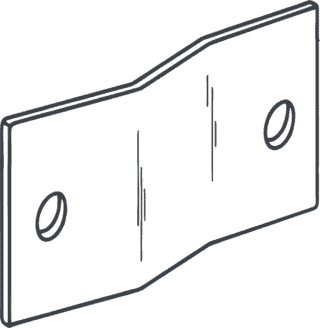 Line drawing of a toilet partition alcove bracket.
