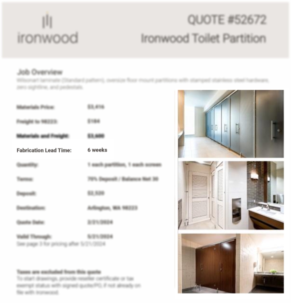 Ironwood II toilet partition released as part of a project rollout.