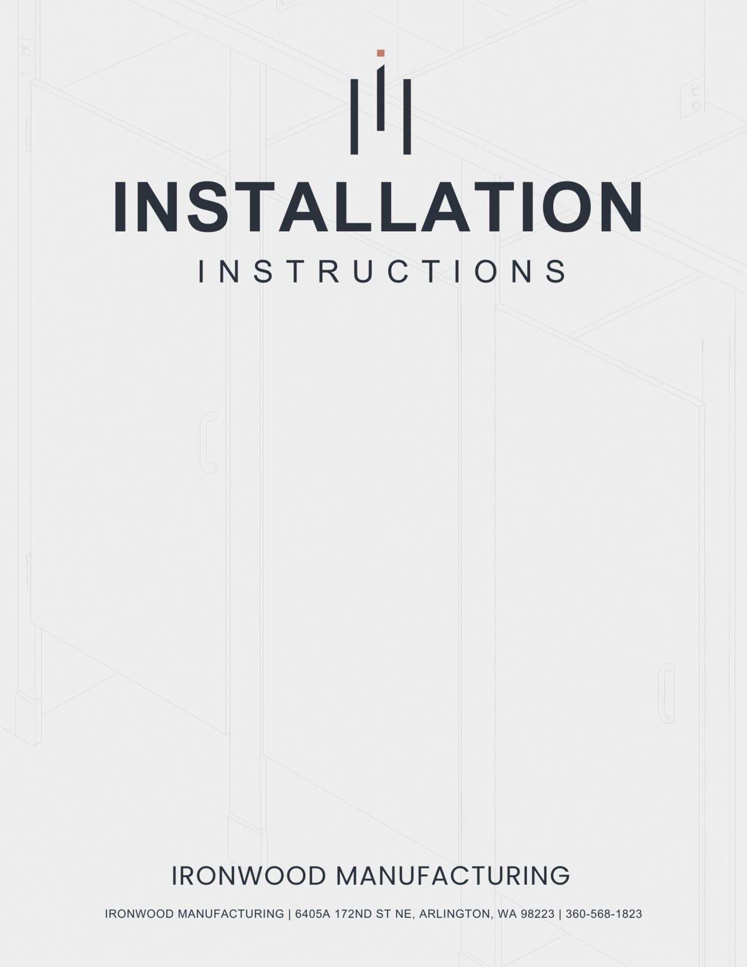 Step-by-step installation guide for Ironwood Manufacturing toilet partitions, covering HPL, wood veneer, and compact laminate (phenolic) materials, with details on hardware, layout, and safety.